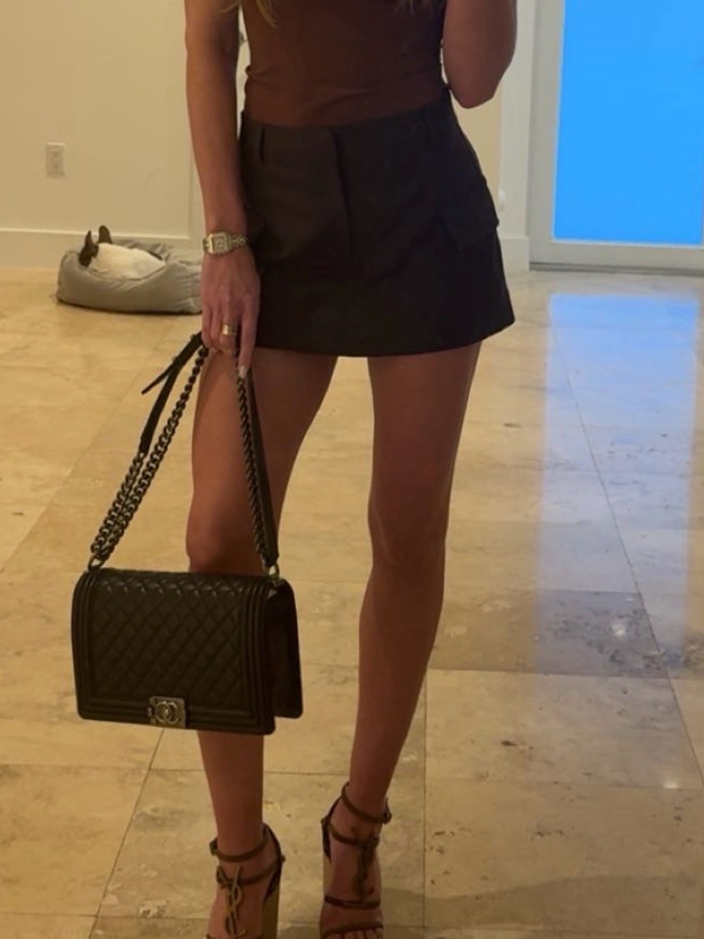Zara brown cargo mini skirt skort